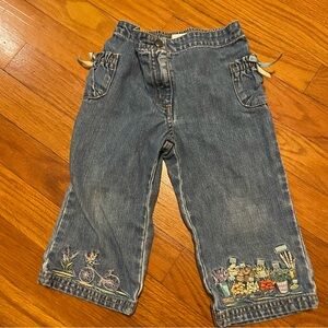 Vintage Gymboree Girl 18-24M Embroidered Denim Jeans Farmer’s Market Bicycle